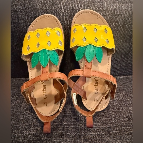 Carter's Vibrant Yellow and Green Pineapple Sandals/size 13 - Picture 3 of 11
